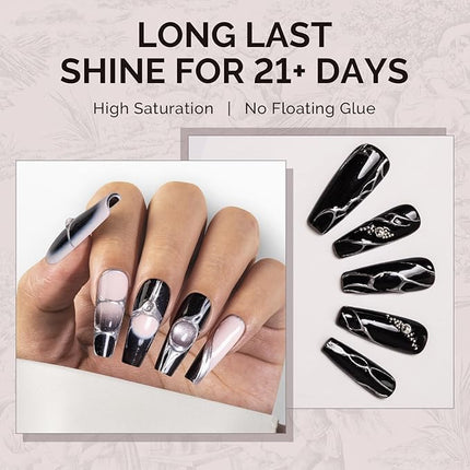 MelodySusie Black Gel Nail Polish, 0.5fl oz Nails Soak Off UV LED Black Shimmer Gel Polish Gift for Women Nail Art Manicure Salon DIY Nail Design Decoration at Home-1760