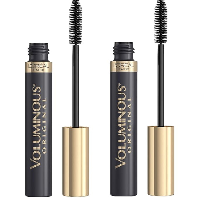 L’Oreal Paris Original Voluminous Mascara, Building Mascara Volume and Length Formula, Washable, Black Brown, 0.26 Fl Oz., 2 Count