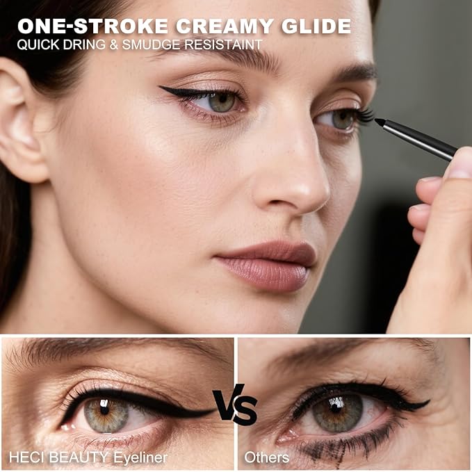 Mechanical Gel Eyeliner Pencil with a High-Pigment, Waterproof & Smudge-resistant, Glide Tip Eye Makeup with Up to 24HR Wear, Waterline Eye Liner with Built-in Sharpener (Black)