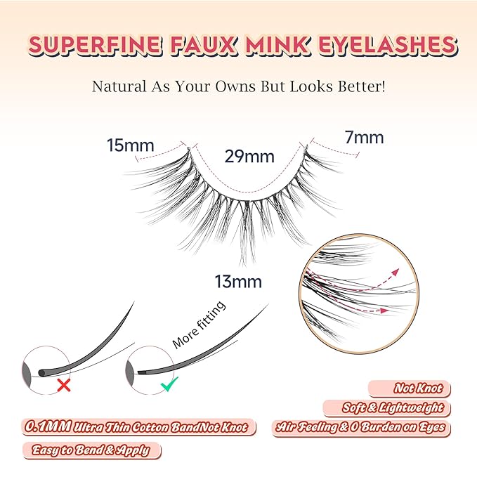 Wispy Eyelashes Cat Eye Lashes Natural Look Fox Eye Eyelashes Thin Band Strip Lashes 15MM False Eyelashes 3D Volume Fake Lashes Pack 7 Pair Siligli
