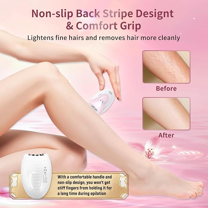 Epilator for Women, 2 Speeds Epilators Hair Removal for Women with LED Light, Hair Removal Device with 36 Tweezers，Painless Smooth Rechargeable Epilator for Face, Bikini, Arms, Legs, Armpits