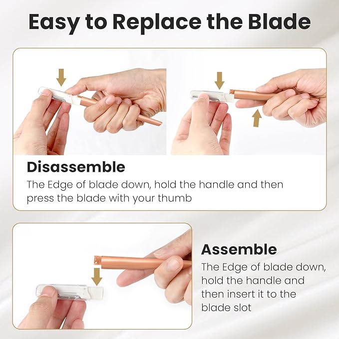 Dermaplaning Tool for Face Exfoliation, with 20 Replaceable Blades, Facial Shaver/Eyebrow Razor, Peach Fuzz Removal Eyebrow Shaper for Women, Easy to Use Dermaplaner Help Exfoliate and Smooth Skin