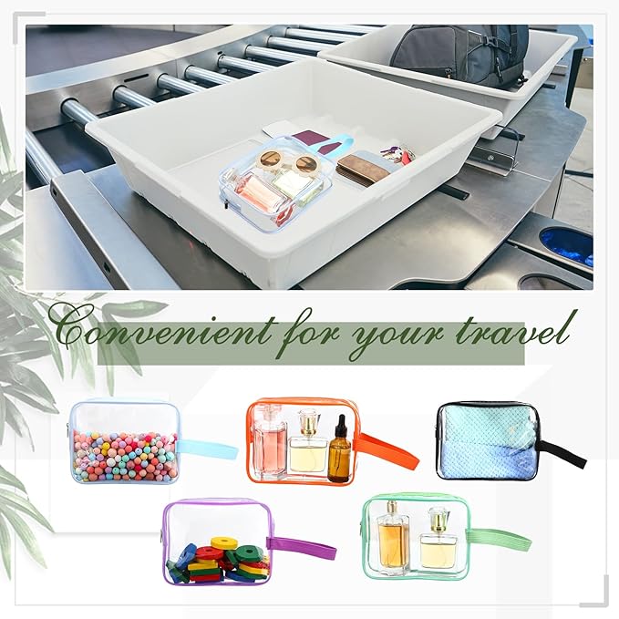 Silkfly Clear Toiletry Bag PVC Travel Cosmetic Bag with Handle Strap Makeup Pouch with Zipper Summer Vacation Salon Graduation Gift End of the Year Gifts(Vivid Color,24 Pack)