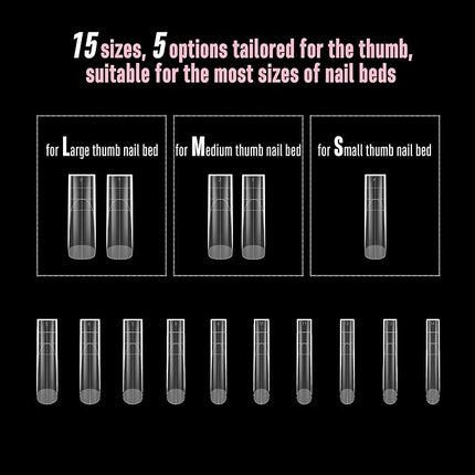 NOVO OVO XXL Sharp Square Natural (not Sculpted) Nail Tip, Extra Thick False Nails Press on, Full Cover Soft Gel Extension Fake Nail Acrylic kit with XL L M French Tip Auxiliary Line x 15 Size 180pcs