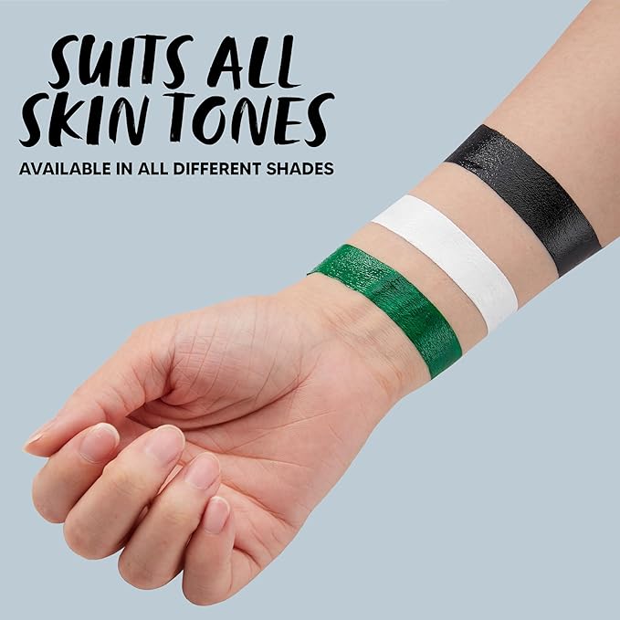 Spooktacular Creations Halloween Makeup Palette 3 Colors Face Body Paint with Brush for Zombie Skeleton Clown Witch Football Baseball Sports SFX Costume Cosplay Dress Up (7 Oz, White Black Green)