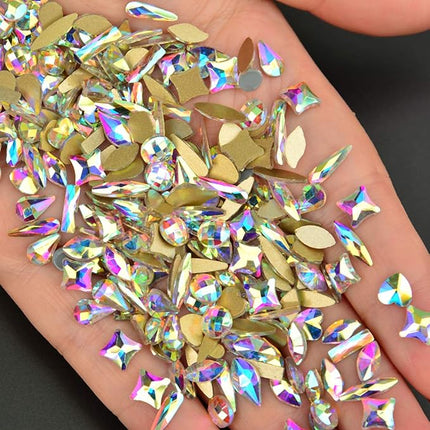 Massive Beads Mixed Flat Back Crystal Rhinestones Gems for 3D Nail Art Phone DIY (10Shapes, MIX SHAPE 2)