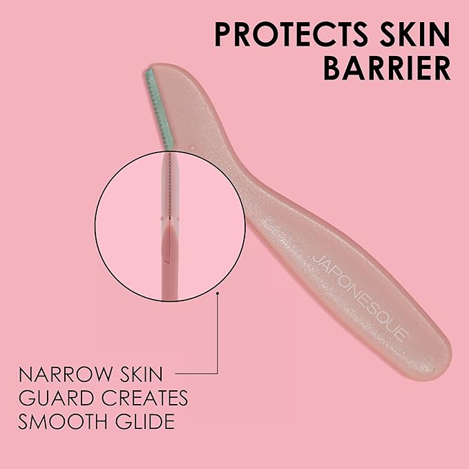 JAPONESQUE Mini Touch Up Razors - Travel Size Dermaplaning Tool Set - 3 Piece Mini Travel Razor Kit, One Blade Fixed Dermaplane Razor For Women