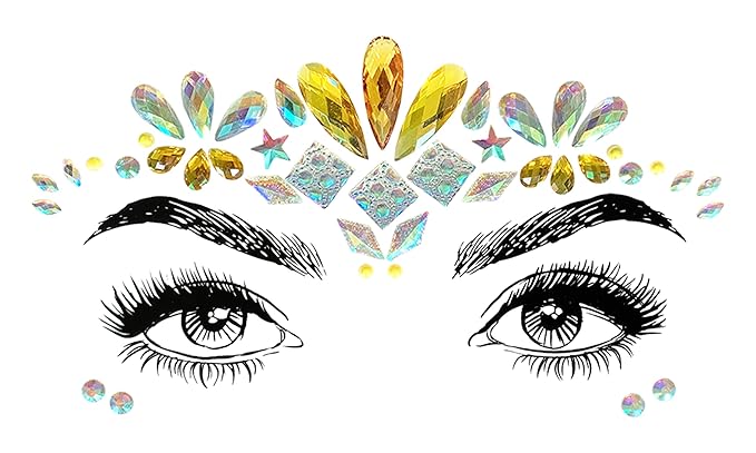 8 PCS Mermaid Face Gems Glitter, Rhinestone Rave Festival Stickers Jewels, Crystals for Eyes Body Temporary Tattoos
