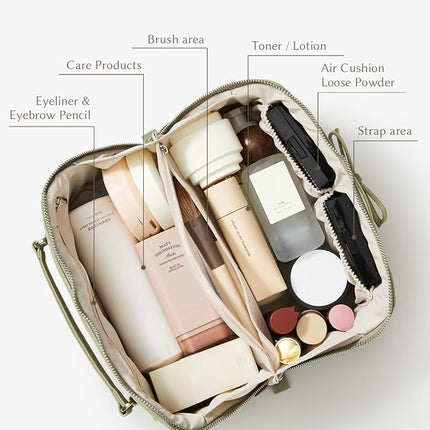 EACHY Travel Makeup Bag,Large Capacity Cosmetic Bags for Women,Waterproof Portable Pouch Open Flat Toiletry Bag Pattern Makeup Bag