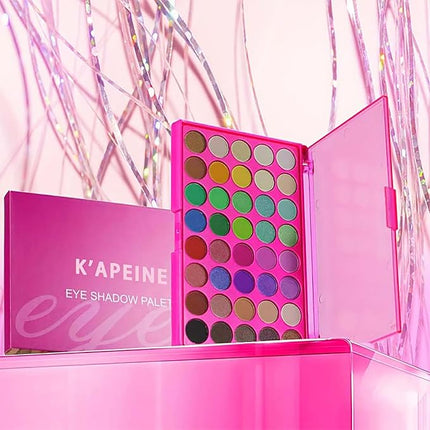 K'APEINE Colorful Eyeshadow Palette, Matte Rainbow Eye Shades Blendable Neon Eye Makeup Palette Waterproof Eyeshadow Kit for Music Festival, Stage Performance (40colors)
