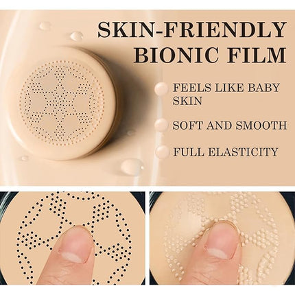 Air Cushion CC Cream Mushroom Head Foundation Makeup, BB Cream Face Makeup Foundation for Mature Skin, Moisturizing Natural Coverage, Tattoo cover up, Even Skin Tone for All Skin Types (Natural)