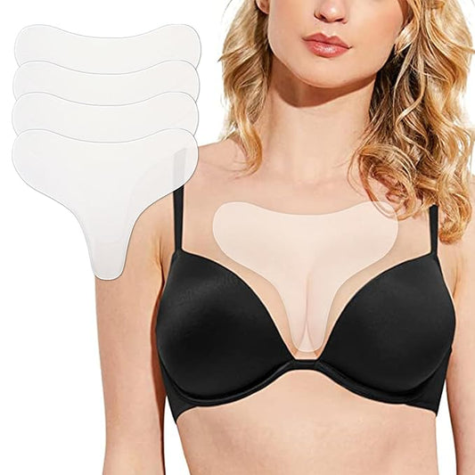 4 Pcs Silicone Chest Wrinkle Patches, Extra Large Reusable Anti-Aging Pads, Chest Patch for Deep Fine Line & Wrinkle Treatment, Overnight Medical Grade Wrinkle Pad for Women, Skin Hydration