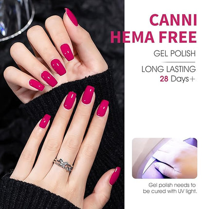 CANNI Pink Gel Nail Polish Set – 6 Soft Rose & Light Pink Colors, 9ML Each, Soak-Off UV LED Gel for Nail Art Design, DIY or Salon Manicure for Women