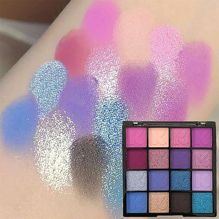 K'APEINE Eyeshadow Palette, Purple Matte Glitter Eye Shadow Palette Goth Eyeshade Kit 16 Colors Pigmented Eye Makeup Palette for Rave Parties, Music Festival, Performance, Costume and Halloween