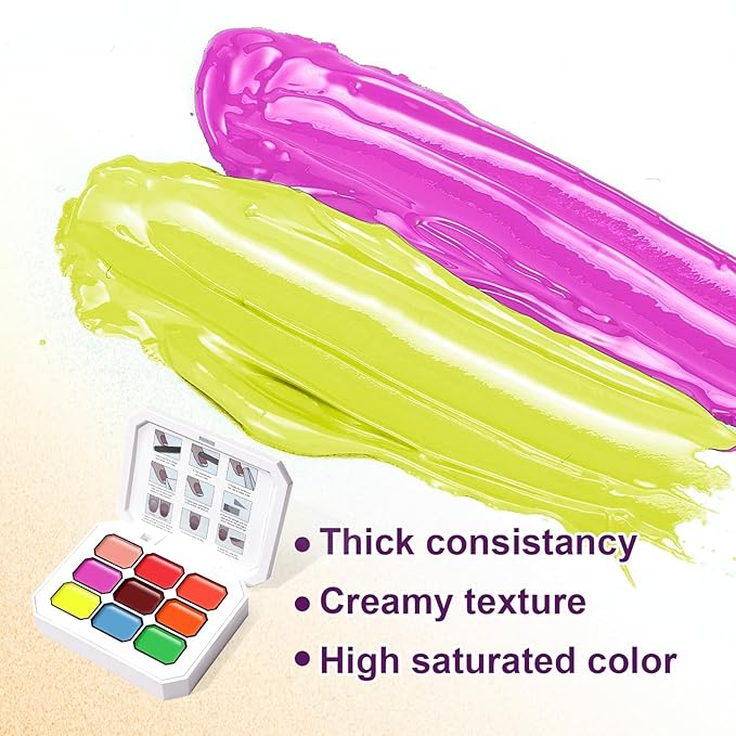 Gradient Painting Gel, 9 Colors Ombre Gel Bright Rainbow Summer Blue Red Pink Sponging for Neon Effect Pigment Pat Nails Aura Nails French Manicure Soak Off UV Fluorescent