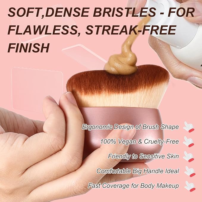 Extra Large Body Makeup Brush for Self Tanner,75mm Wide-headed Body Coverage Applicator for Tattoo Cover up Makeup, Oval Face Leg Makeup &Body Bronzer Brush,Kabuki Blending Brush for Tanning Lotion