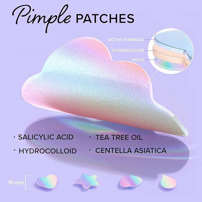 MAREE Star Pimple Patches for Face 2 PACK - Acne Patches - Natural Green Algae Extract & Tea Tree Oil - Hydrocolloid Stars Cute Zit Stickers, Parches Para Acne - Marine Collagen Blemish Pimple