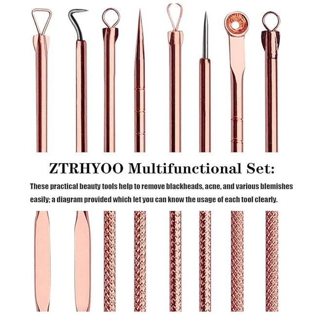Blackhead Remover Pimple Comedone Extractor Tool Best Acne Removal Kit - Treatment for Blemish, Whitehead Popping, Zit Removing for Risk Free Nose Face Skin with Case(Rose, 4 Piece Set)