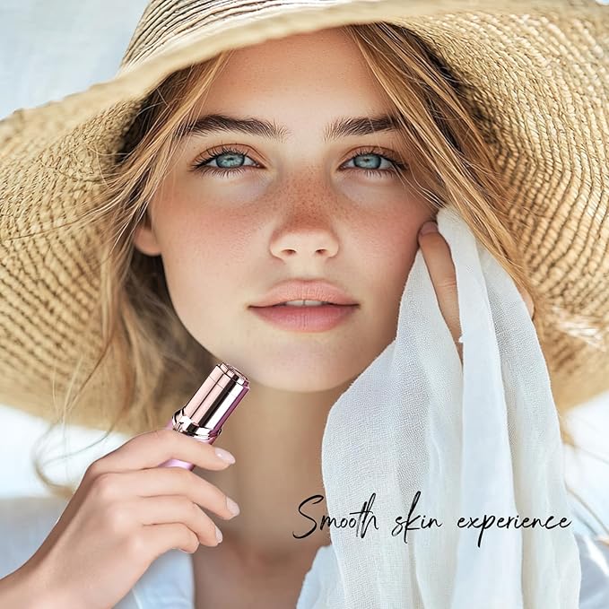 Women Facial Hair Removal Device Battery Operated with 2 Replacement Heads,Ladies Face Shaver for Peach Fuzz Upper Lip,Chin,Facial Hair Removal for Women