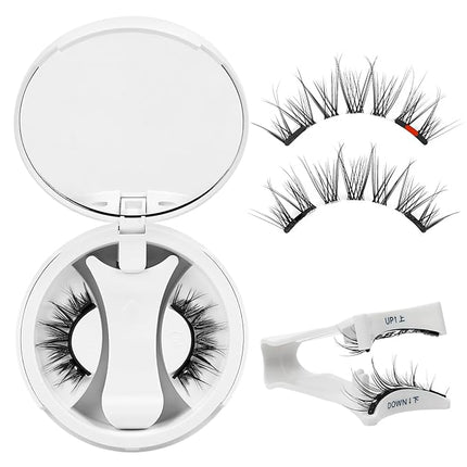 QUEWEL Magnetic-Eyelashes with Applicator, Portable Magnetic Eyelashes Natural Look, Upgrade 2 Magnet False Eyelashes More Easy to Wear, Easy to Use and Remove (Magnetics NZH-E)