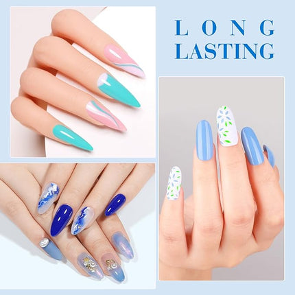 CANNI Blue Gel Nail Polish Set – 6 Colors 9ML Baby Royal Light Blue – Aquarius Ocean-Inspired Summer Gel, Soak Off UV LED Polish for DIY Manicure, Home or Salon Use