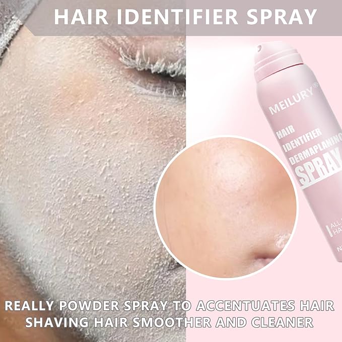 Hair Identifier Spray for Face Shaving, Skin Body Hair Identifying Spray with Razors, Hair Identifier Spray for Face Dermaplaning, Face Hair Identifier Spray for Women