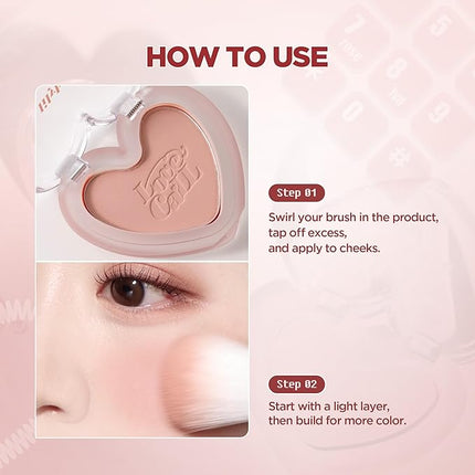 lilybyred Luv Beam Blur Cheek | Heart-Shaped Korean Powder Blush, Silky Texture, Lightweight, Soft Blurring Matte Finish, Long-Lasting, Natural Flush, Floral Woody Scent, 0.14 oz. (05 Blurry Lavender)