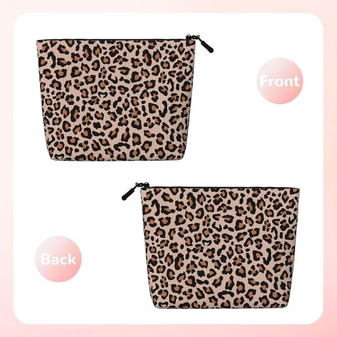 MOLAIGIN Cool Leopard Beige Cheetah Print Cosmetic Bag For Women, Travel Makeup Bag, Toiletry Zipper Bag, Large Capacity Aesthetic Cases