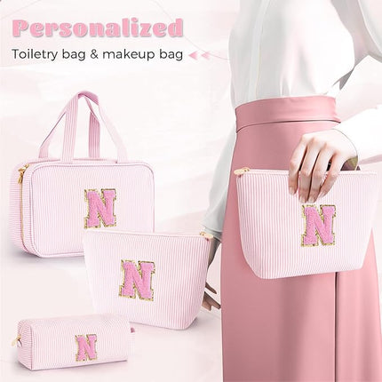 Travel Toiletry Bag Cosmetic Bag Skin Care Bag Cute Makeup Bag Sister Wife Friend Engagement Wedding Gifts for Women Tween Girls Trendy Stuff Thank You Gift - Pink N