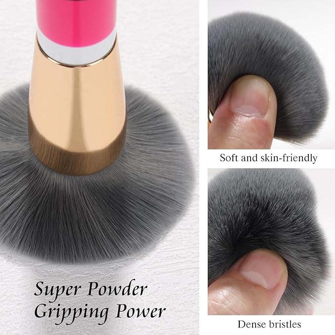 Foundation Brush Makeup Brushes Powder Flawless Powder Brush Highlighter Brush Blush Brush with Wooden Handle Aluminum Tube Perfect for Blending, Buffing Liquid, Powder, Foundation, Cream, Concealer