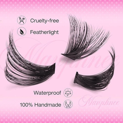 Lash Clusters 14-20MM Long Eyelash Extensions Mega Volume Lash Extensions DIY at Home Thick Cluster Lashes Easy Application Soft D-Curly Individual Lashes (192 Pcs, 120D+150D)