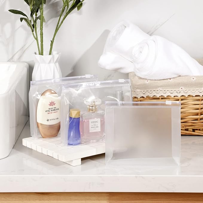 Xuniea 50 Pcs Mini Clear Makeup Bag Small Clear Zipper Pouch Travel Plastic Cosmetic Organizer Waterproof for Toiletries Swimsuit Bikini Bathing Suit(5.9 x 5.1 x 1.45 in,Transparent)