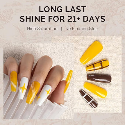MelodySusie Jelly Yellow Gel Nail Polish,0.5fl oz Soak Off UV LED Bright Transparent Yellow Gel Polish Nail Art Manicure Salon DIY Nail Design Decoration at Home Christmas Gift for Women-1644