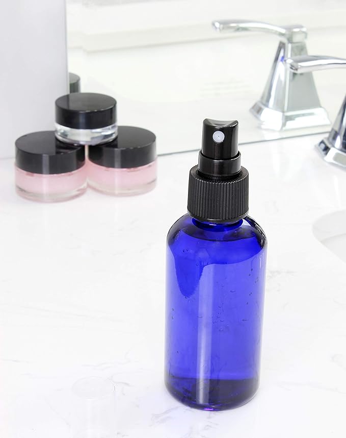 Cornucopia 4oz Blue PLASTIC Fine Mist Spray Bottles (12-Pack); BPA-Free Plastic Spritzer Bottles, Labels Included; PET #1 Plastic Bottles