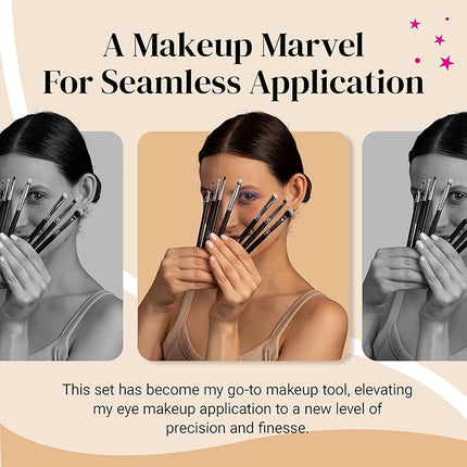 KESHIMA Professional Eye Makeup Brushes Set with Eyeshadow & Blending Brush, Smudge, Angled Crease, Pencil, Angled Eyeliner and Bent Eyeliner