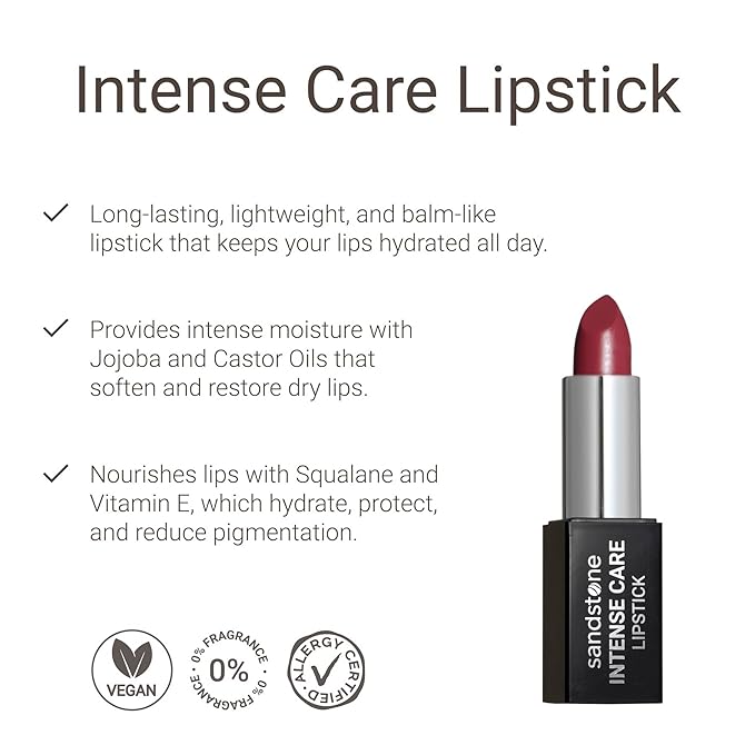 Intense Care Lipstick - a hypoallergenic, gluten free, caring formula, with active and moisturizing ingredients. (47 Plum Kiss, 3,5 g)