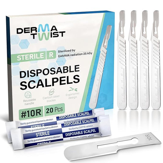 DermaTwist 10R Dermaplane Razor for Women Face – 20-Pack Sterile Disposable Dermaplane Scalpels Facial Razors for Women Face Dermaplaning Professional Face Shaver
