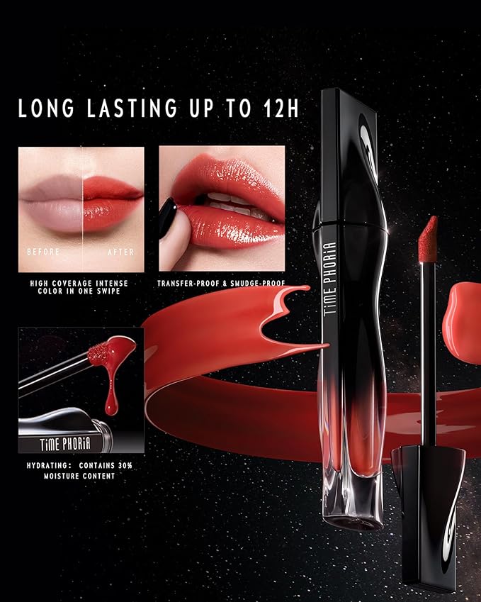 STELLAR DUST LIP STAIN-Long Lasting, Waterproof and Transferproof Lip Tint, Glossy Finish Lip Gloss, Lightweight Lipstick, High Coverage, Vivid Color (08 RUBION)