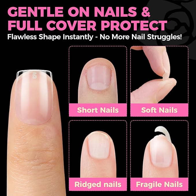 UNA GELLA Extra Short Nail Tips: 504pcs Square Fake Nails Pre-shape XS Short Square Press on Nails Gel Tips Full Cover Acrylic Nails False Nails for DIY Salon 12 Sizes