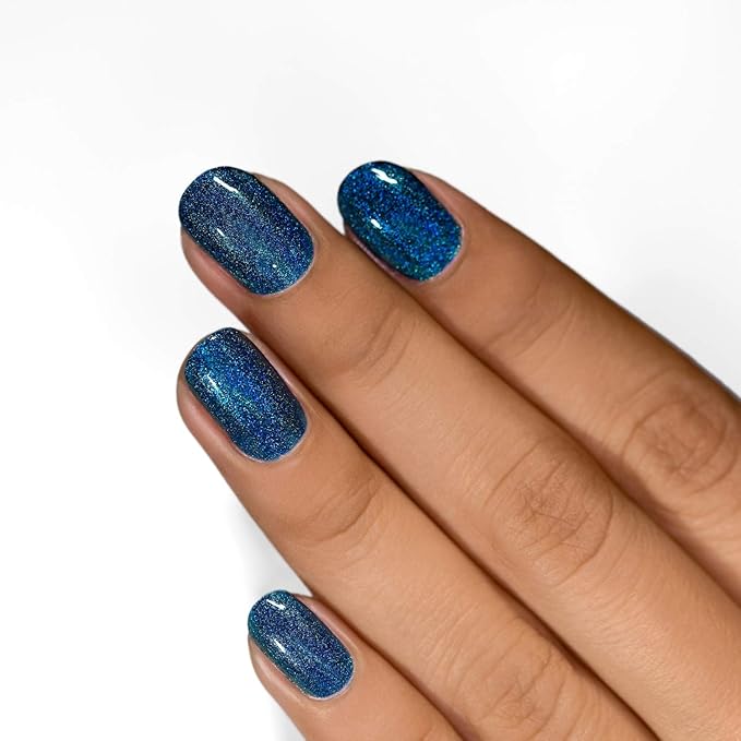 ILNP Isabella - Petrol Blue Holographic Nail Polish, Chip Resistant, Non-Toxic, Vegan, Cruelty Free