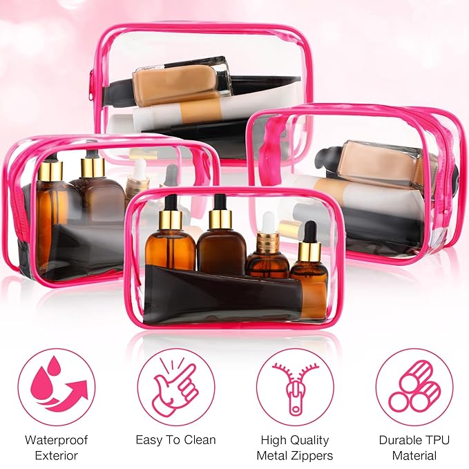 Weewooday 12 Pieces Clear Makeup Bags Cosmetic Storage Bags PVC Zipper Pouches Travel Waterproof Makeup Plastic Case for Women Organizing Toiletries Traveling Bathroom