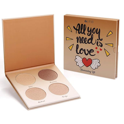 Glow Kit 4 Color Illuminator Love Light Highlighter & Bronzer Shimmer Face Matte Palette