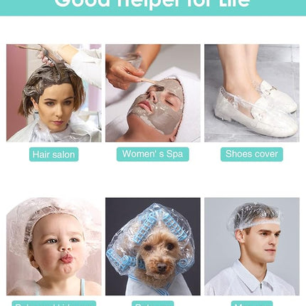 Auban 30PCS Disposable Shower Caps, Individually Wrapped Larger & Thicker Waterproof Shower Caps, Plastic Hair Caps for Women, Spa, Home Use, Hotel and Hair Salon, Portable Travel