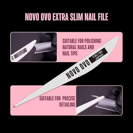 NOVO OVO Halloween XXL Square Nail Tips with Sharp Point & Moon Curve, Extra Thick False Nails Press on, matte Full Cover Soft Gel Extension French Tips Fake Nail Acrylic kit for DIY X 15 Size 180pcs