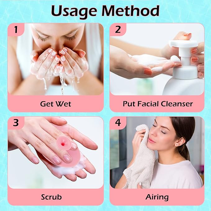 Yokilly Silicone Face Scrubber Exfoliator Brush, Manual Handheld Facial Cleansing Brush, Face Scrub Wash Brush with Soft Bristle, Face Cleansing Brush for Men and Women (4 Color)