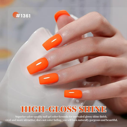 RARJSM Neon Orange Gel Nail Polish 1PCS 15ML Long Lasting Opaque Bright Fluorescent Orange Milky Creamy Gelpolish Soak off U V Curing Required Nail Art French Manicure Salon DIY at Home