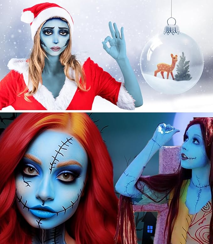 Go Ho Light Blue Face Paint,Waterproof Oil Based Cream Pale Blue Face Body Paint Stick for Halloween Cosplay SFX Ghost Bride Costume Sally Makeup