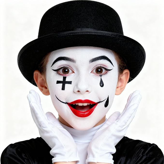 Go Ho White and Black Face Paint Stick,Full-coverage Washable Face Body Paint for Art Theater Halloween Cosplay Skull Zombie Vampire Skeleton Clown SFX Makeup