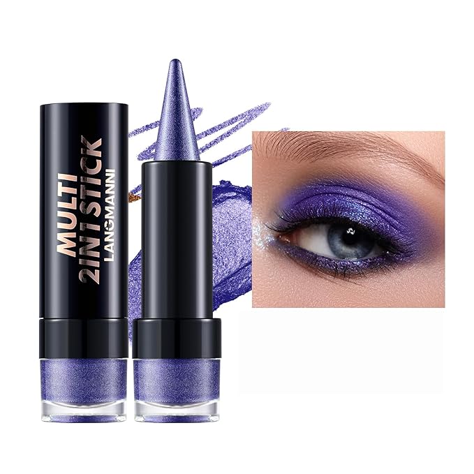 AMY'S DIARY Purple Eye shadow & Eyeliner Stick 2-in-1, Cream Eyeshadow Pencil + Gel Eyeliner | Waterproof, Smudge-Proof Eye Makeup Crayon for woman, Face & Lip | Twist-Up Eye Shadow Pen