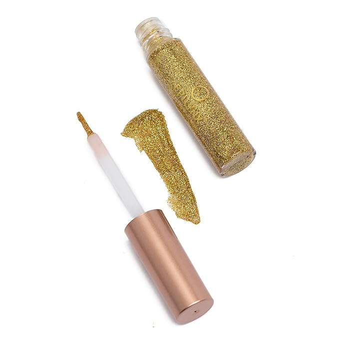 Hypoallergenic Eyeliner, Glitter Liquid Eyeliner I Gluten Free and Vegan for Sensitive Skin (2: Yellow Gold) by Dr. Liia Long